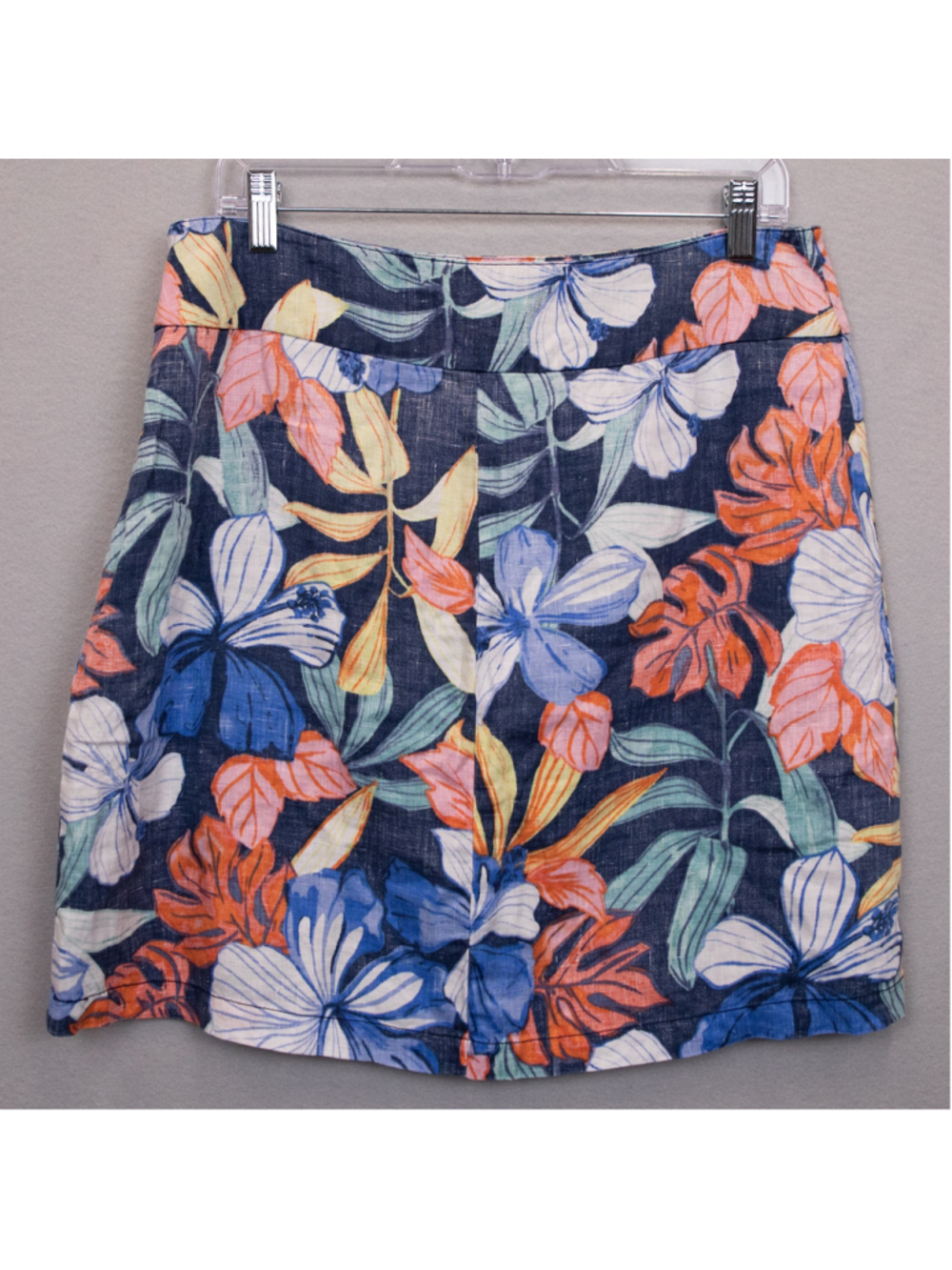Tommy Bahama tropical print linen mini skirt-10